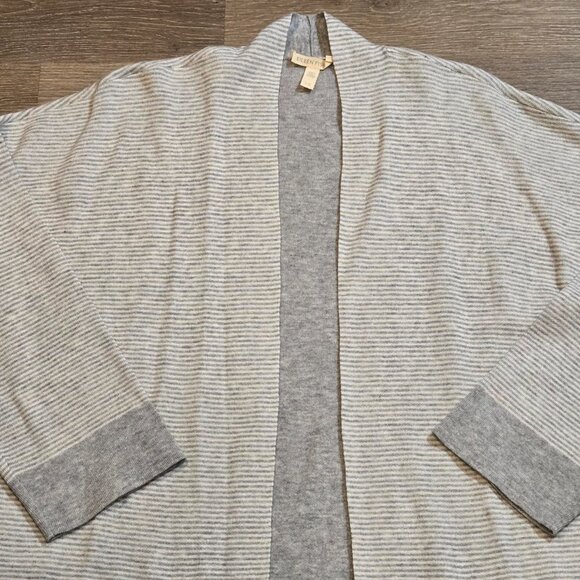 Eileen Fisher Cardigan Womens Large Organic Cotton Cashmere Blend Long Open Gray - Picture 3 of 7